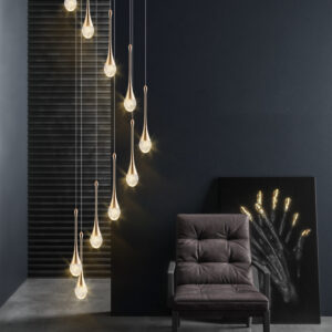 Stair Chandelier Lighting Home Crystal Pendant Light Bar Ceiling Lamp 8 Heads 40W Warm White Lights