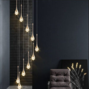 Stair Chandelier Lighting Home Crystal Pendant Light Bar Lamp 10 Heads 50W Warm White Lights