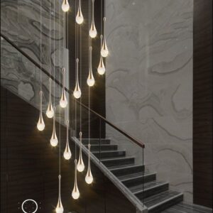 Stair Chandelier Lighting Home Crystal Pendant Light Bar Ceiling Lamp 16 Heads 80W Warm White Lights