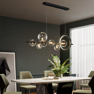 Kitchen Pendant Light Bar Glass Chandelier Lighting Home Lamps Black Shop Ceiling Lamp 90cm