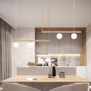 Kitchen Pendant Light Bar Chandelier Lighting Home Gold Lamps Glass Ceiling Lamp 4 Heads 176cm