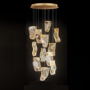 Stair Chandelier Lighting Kitchen LED Pendant Light Bar Ceiling Lamp 15 Shade Dimmable