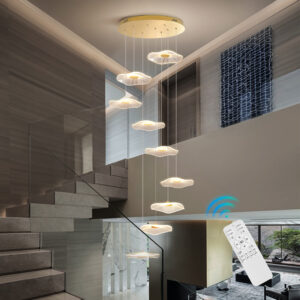 Stair Chandelier Lighting Home Dimmable LED Pendant Light Hotel Lamp 9 Shade
