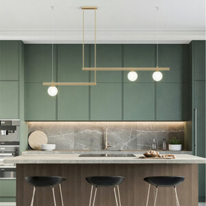 Kitchen Pendant Light Bar Gold Chandelier Lighting Home Lamps Glass Ceiling Lamp 3 Heads 141cm