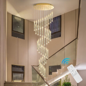 Crystal Stair Chandelier Lighting Home Pendant Light Hotel Bar Ceiling Lamp 40 Heads 240W Remote