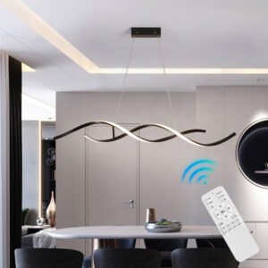 Kitchen Pendant Light Black Chandelier Lighting LED Bar Ceiling Lamp 110cm Remote