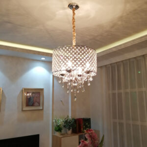Kitchen Pendant Light Silver Bedroom Chandelier Lighting Crystal Home Ceiling Lights 40cm E14 Bulbs