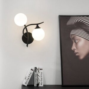 Bedroom Wall Lamp Hallway Wall Lights Glass Home Wall Lamps Black Wall Lighting G9 Bulb (right)
