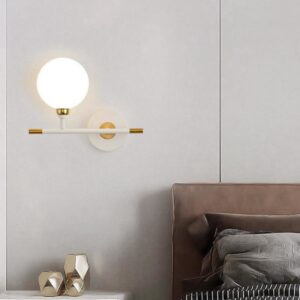 Bedroom Wall Lights White Wall Lamp Hallway Glass Wall Lamps Home Wall Lighting G9 Bulb(left)