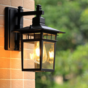 Garden Wall Lamp Glass Outdoor Wall Lighting Balcony Retro Wall Lamps Home Black Wall Light