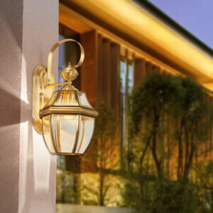 Outdoor Wall Light Copper Garden Wall Lighting Balcony Glass Wall Lamps Yard Gold Wall Lamp 38cm
