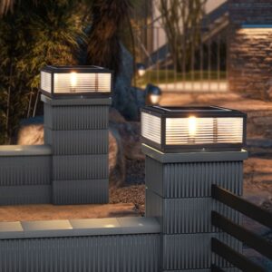 Salor LED Pillar Lamp Yard Glass Post Lighting Garden Gate Outdoor Pillar Lamps Home Post Light 40cm