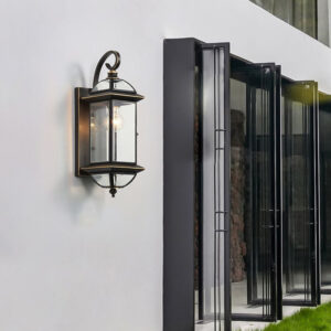 Outdoor Wall Light Garden Glass Wall Lighting Balcony Copper Wall Lamps Yard Black Wall Lamp