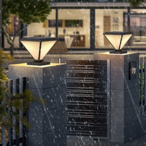 Outdoor Pillar Lamps Garden Gate Pillar Lamp Yard Black Post Lighting Home Glass Post Light 40cm