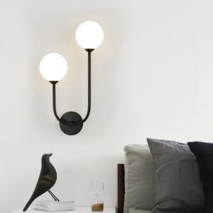 Bedroom Wall Lamp Glass Hallway Wall Lights Home Wall Lamps Black Wall Lighting G9 Bulb (left)