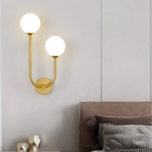 Bedroom Wall Lamp Glass Hallway Wall Lights Home Wall Lamps Gold Wall Lighting G9 Bulb (right)