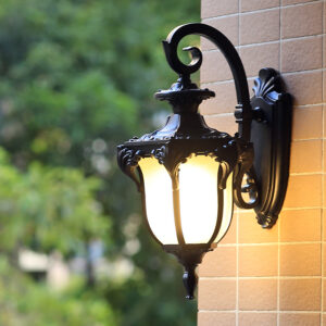 Garden Wall Lamp Glass Outdoor Wall Lighting Black Balcony Wall Lamps Home Retro Wall Light