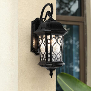 Garden Wall Light Glass Outdoor Wall Lighting Balcony Black Wall Lamps Home Retro Wall Lamp