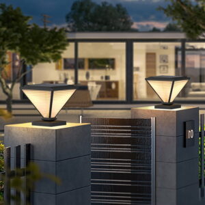 Garden Pillar Lamp Outdoor Pillar Lamps Yard Black Post Lighting Home Glass Post Light 30cm