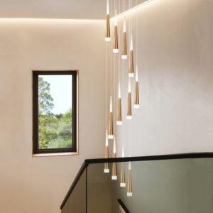 Stair Chandelier Lighting Gold Kitchen Pendant Light Home LED Lamp Hotel Ceiling Lights 12 Heads