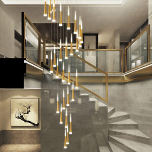 Stair Chandelier Lighting Shop LED Pendant Light Home Lamp Gold Hotel Ceiling Lights 30 Heads