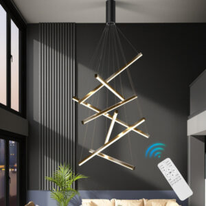 Kitchen Chandelier Lighting Bar Black Pendant Light Home Lamp LED Ceiling Lights Remote 7 Heads