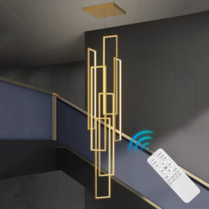 Stair Chandelier Lighting Kitchen LED Pendant Light Home Lamp Gold Ceiling Lights Remote 6 Heads