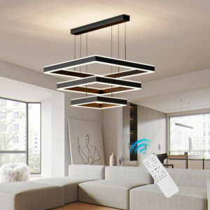 Kitchen Chandelier Lighting Hotel Pendant Light LED Home Lamp Black Ceiling Lights Remote
