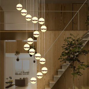 Stair Chandelier Lighting Bar Pendant Light LED Home Lamp Hotel  Ceiling Lights 15 Heads Warm Lights