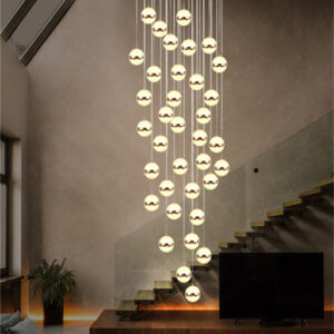 Stair Chandelier Lighting Hotel Pendant Light Bar LED Lamp Home Ceiling Lights 36 Heads Warm Lights
