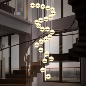 Stair Chandelier Lighting Home Pendant Light Bar LED Lamp Hotel Ceiling Lights 24 Heads Warm Lights